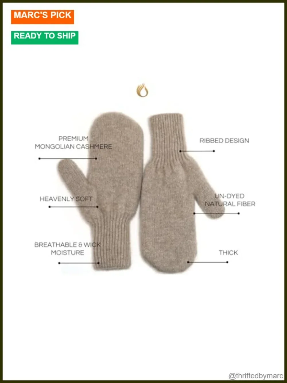 Luxury 100% Mongolian Cashmere Mittens – Organic Premium Winter Gloves